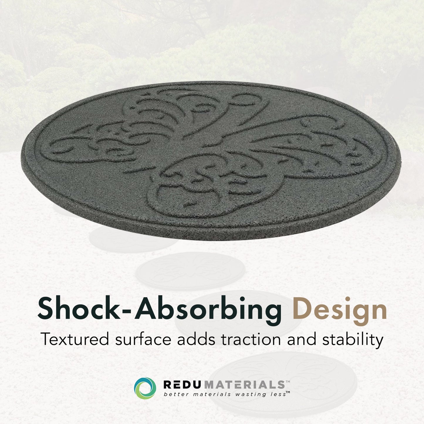 Garden Central 4 Pack 18" x 18" Butterfly Round Decorative Stepping Stones, Grey