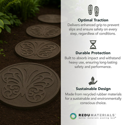 Garden Central 4 Pack 18" x 18" Butterfly Round Decorative Stepping Stones, Grey