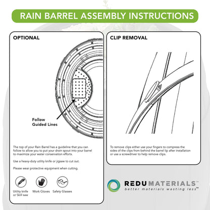 Garden Central Knock Down Rain Barrel w/ Rust Proof Brass Spigot, 39 Gal, Black