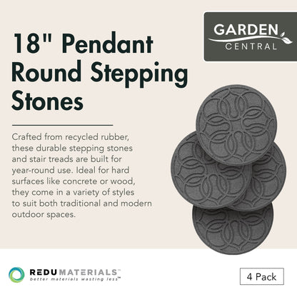 Garden Central 4 Pack 18" x 18" Pendant Round Decorative Stepping Stones, Grey