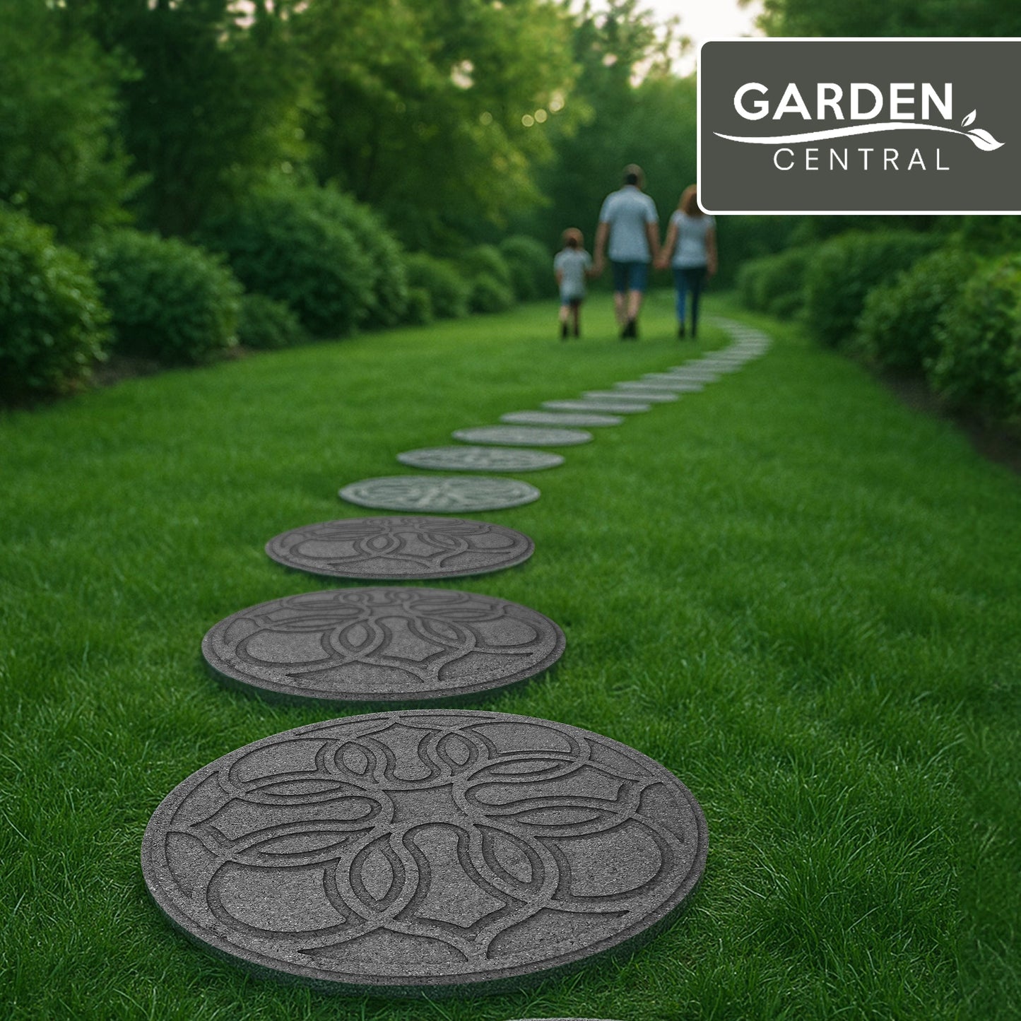Garden Central 4 Pack 18" x 18" Pendant Round Decorative Stepping Stones, Grey