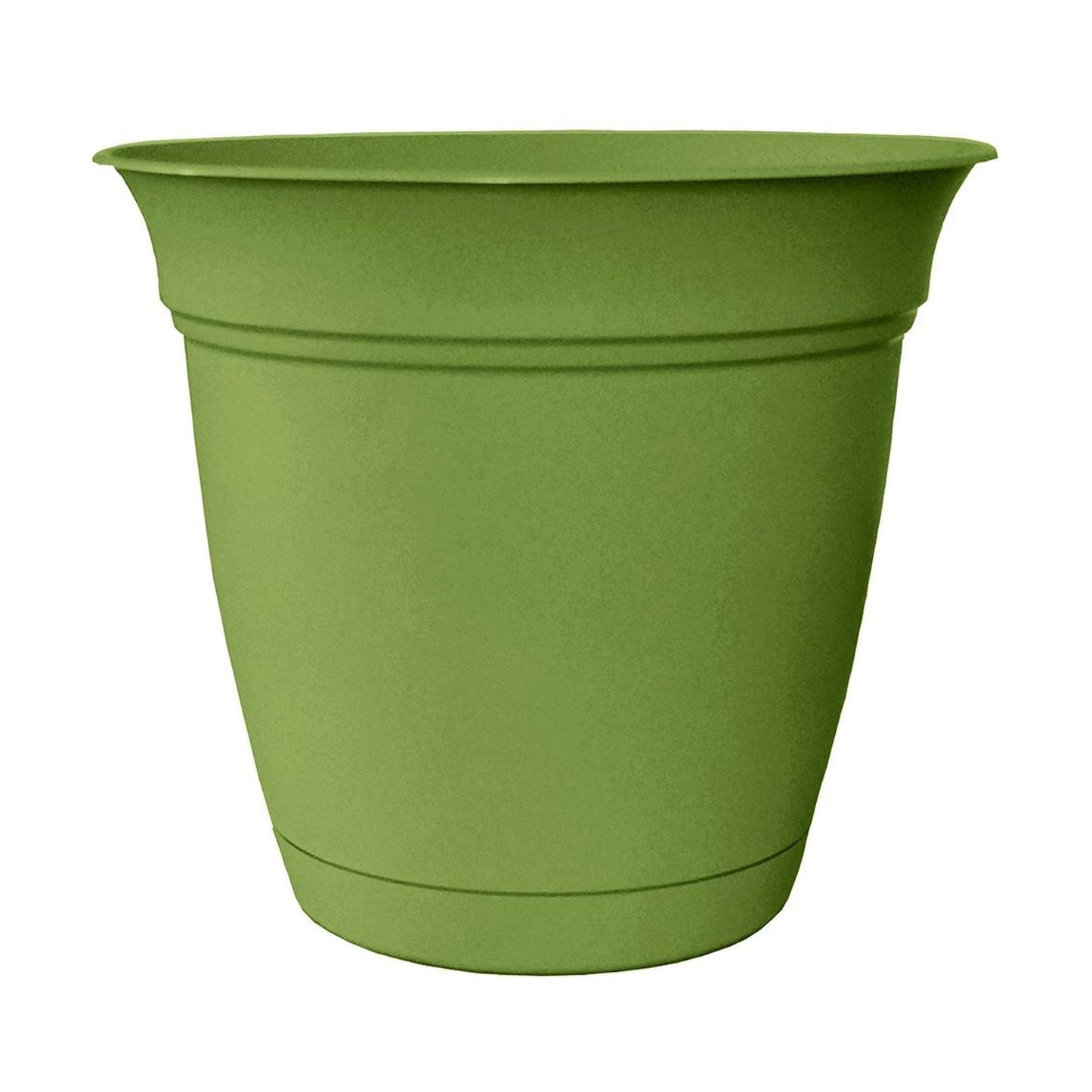HC Companies 8" Eclipse Planter Indoor Outdoor Pot with Attached Saucer, Green