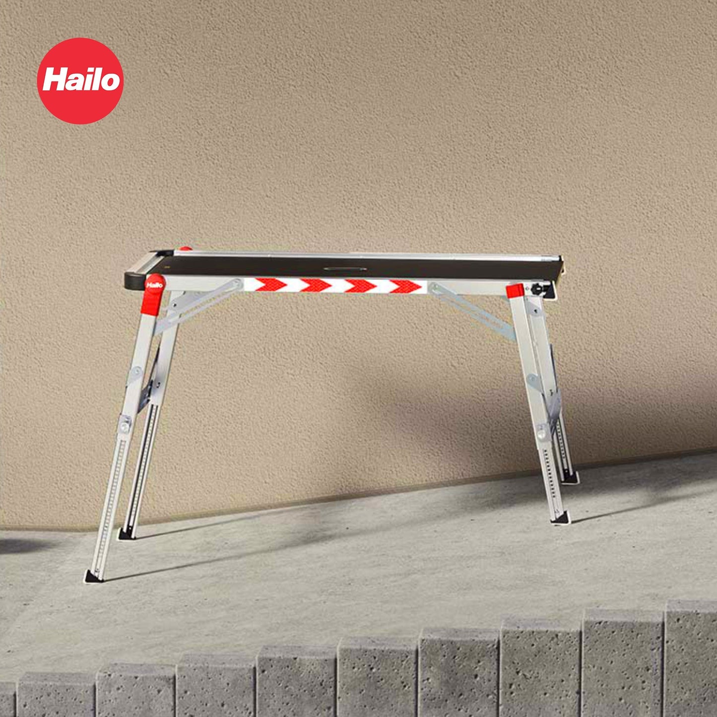 Hailo Adjustable Aluminum Work Platform TP2 Plus for Ladders & Stairs, Foldable