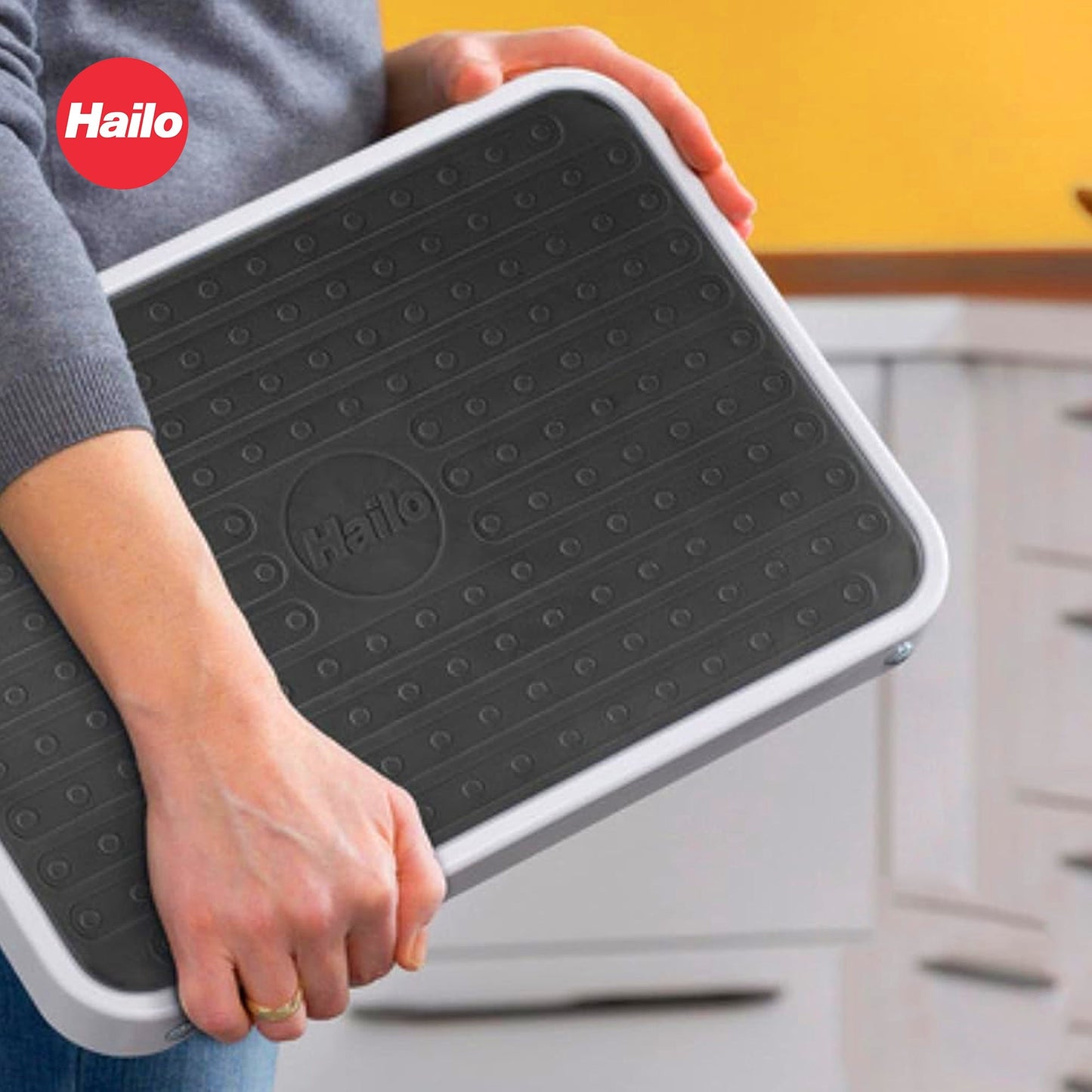 Hailo Folding Step Stool, OneStep Compact Platform, Non-Skid, 330 Lbs Capacity