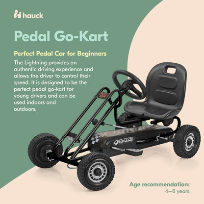 hauck Lightning Ergonomic Pedal Ride On Go Kart Toy for Boys and Girls, Black