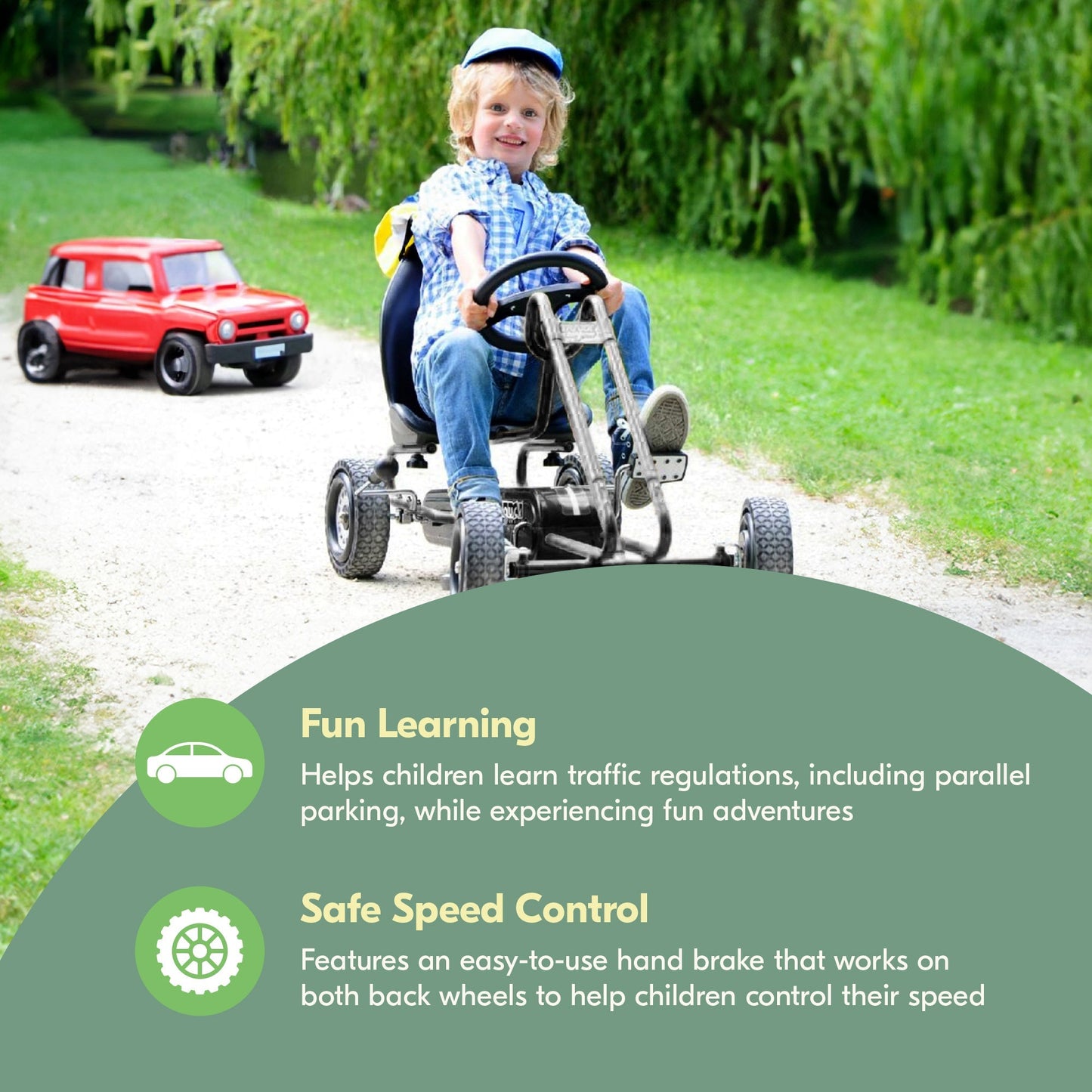 hauck Lightning Ergonomic Pedal Ride On Go Kart Toy for Boys and Girls, Black