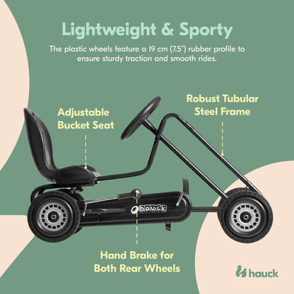 hauck Lightning Ergonomic Pedal Ride On Go Kart Toy for Boys and Girls, Black