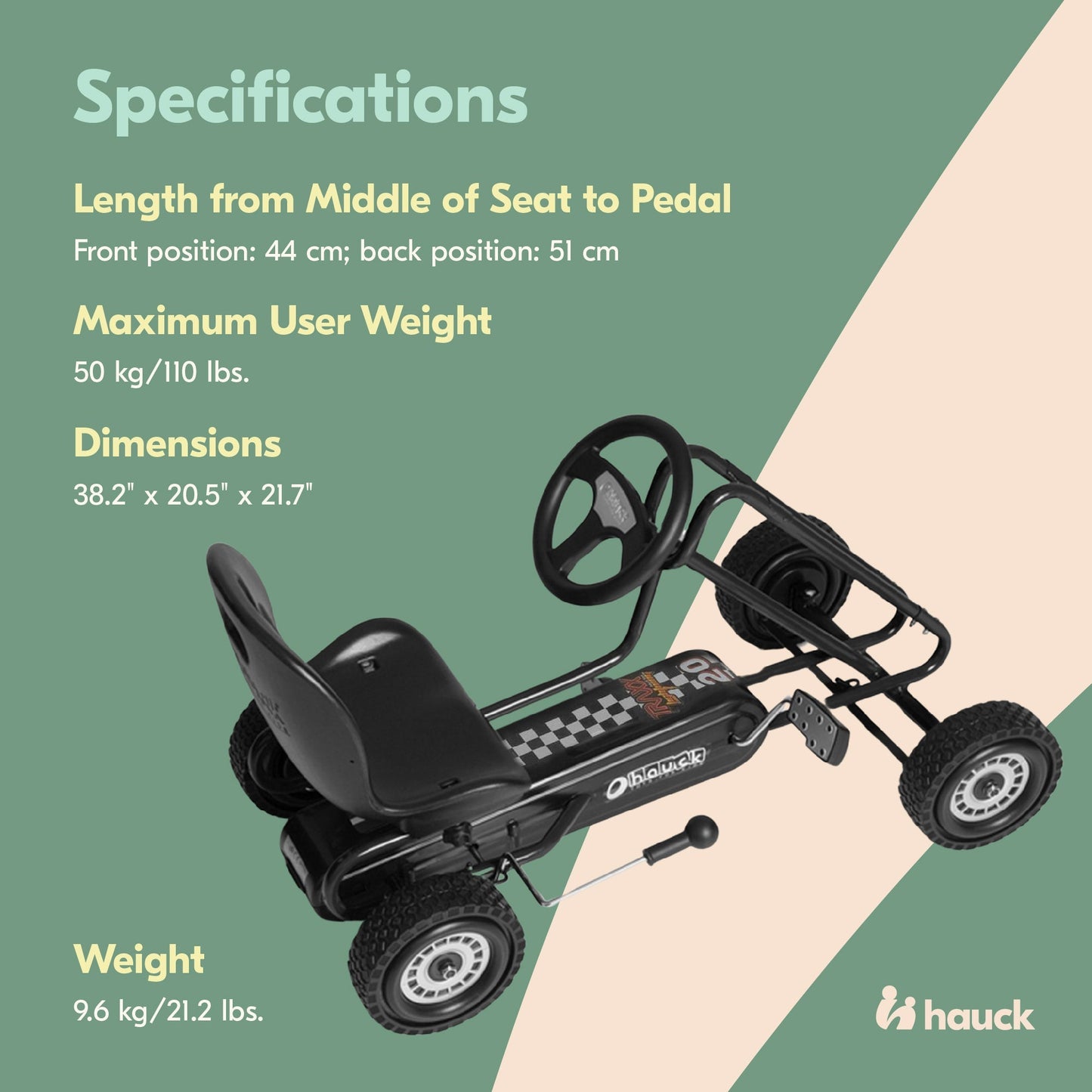 hauck Lightning Ergonomic Pedal Ride On Go Kart Toy for Boys and Girls, Black