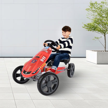 Hauck Speedster Pedal Go Kart with Bucket Seat for Kids Ages 4 to 8, Fire Rescue