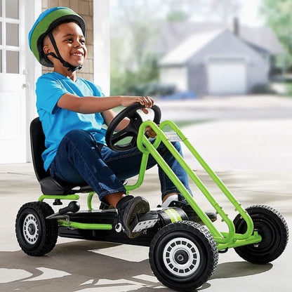 hauck Lightning Ergonomic Pedal Ride On Go Kart Toys for Boys and Girls, Green