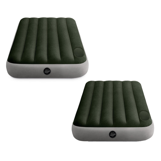 Intex Dura-Beam Standard Downy Air Mattress w/Built-In Foot Pump, Twin, 2 Pack