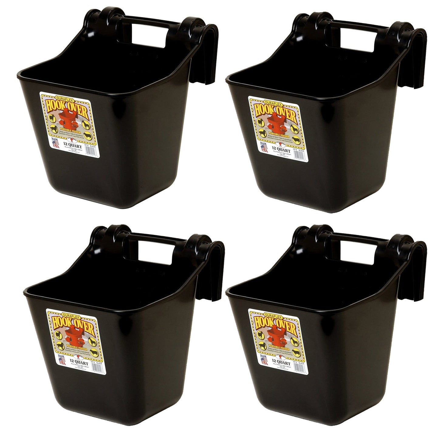 Little Giant HF12BLACK 12 Quart Mountable Plastic Hook Feeder, Black (4 Pack)