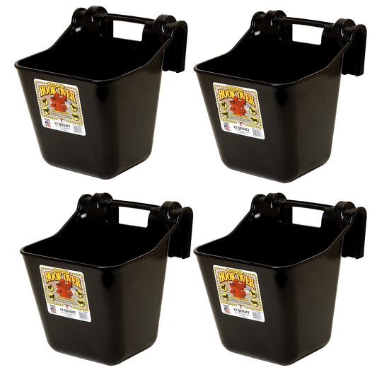 Little Giant HF12BLACK 12 Quart Mountable Plastic Hook Feeder, Black (4 Pack)