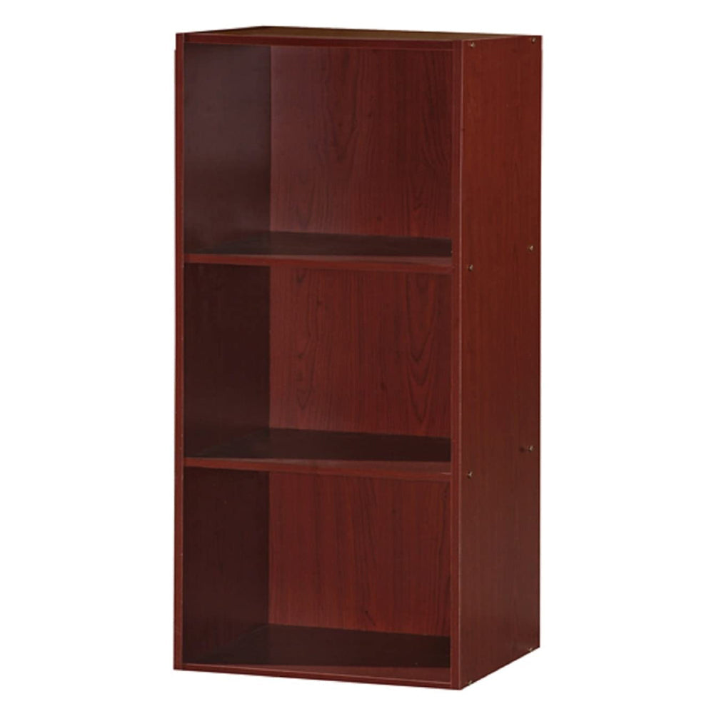 Hodedah 3 Shelf Home and Office Organization Storage Bookcase Cabinets, Mahogany