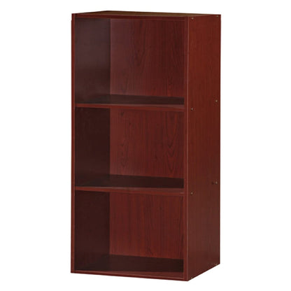 Hodedah 3 Shelf Home and Office Organization Storage Bookcase Cabinets, Mahogany