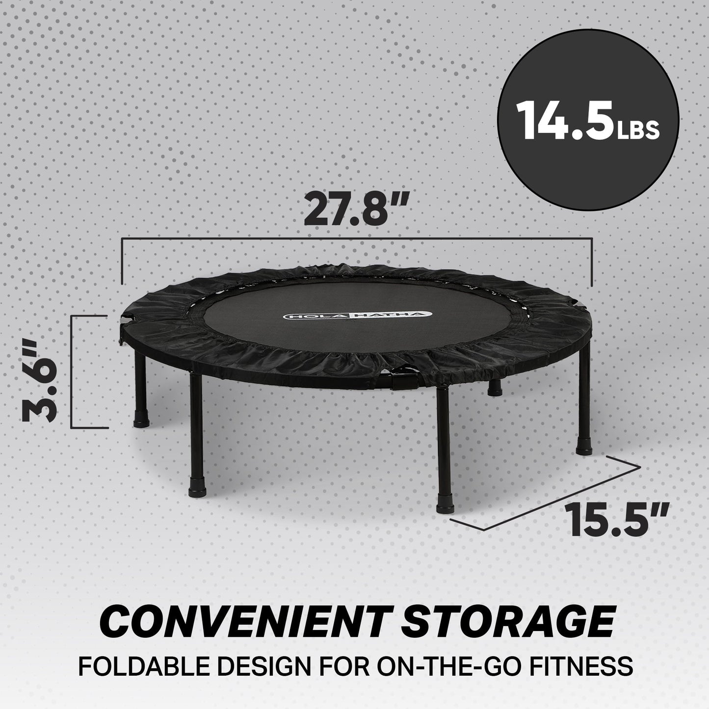 HolaHatha 36 Inch Foldable Mini Trampoline Fitness Rebounder w/Adjustable Handle