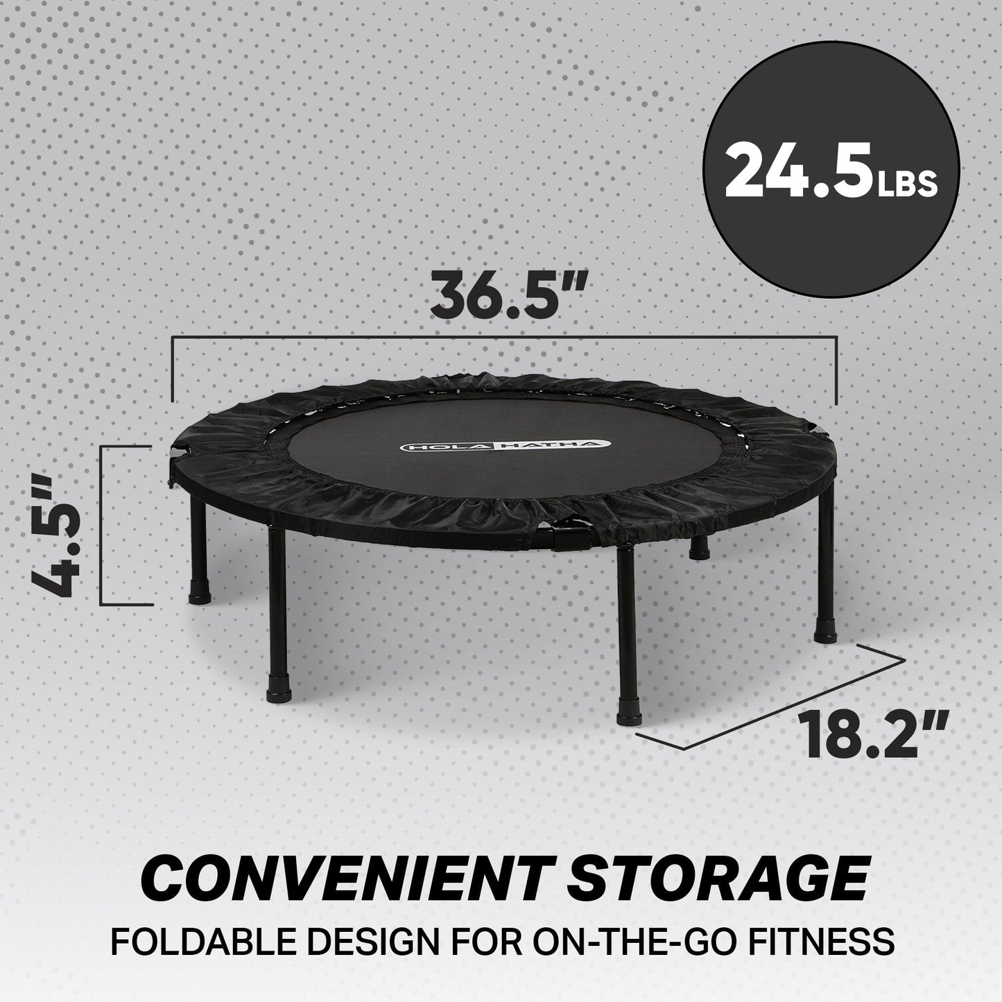 HolaHatha 48 Inch Foldable Mini Fitness Trampoline with Adjustable Handle, Black