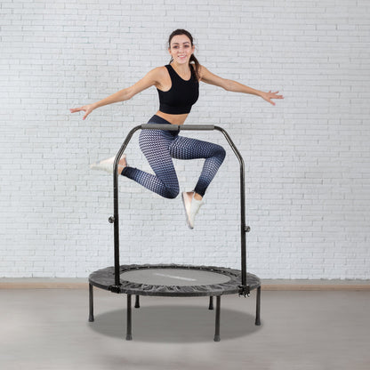 HolaHatha 36 Inch Foldable Mini Trampoline Fitness Rebounder w/Adjustable Handle