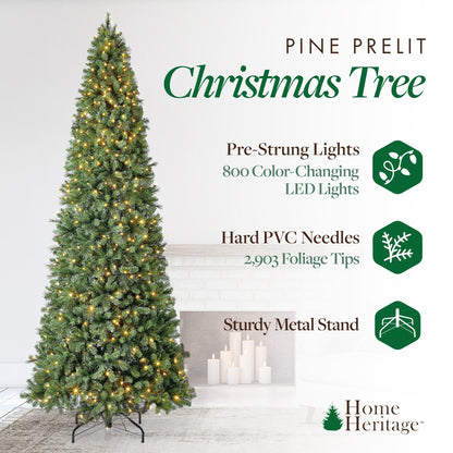 Home Heritage Cascade Quick Set 12 Ft 800 LED Pre-Lit Artificial Christmas Tree
