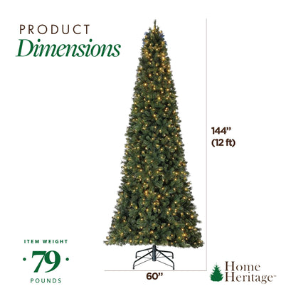 Home Heritage Cashmere Quick Set 12 Ft 800 LED Pre-Lit Artificial Christmas Tree