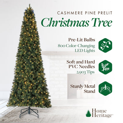 Home Heritage Cashmere Quick Set 12 Ft 800 LED Pre-Lit Artificial Christmas Tree