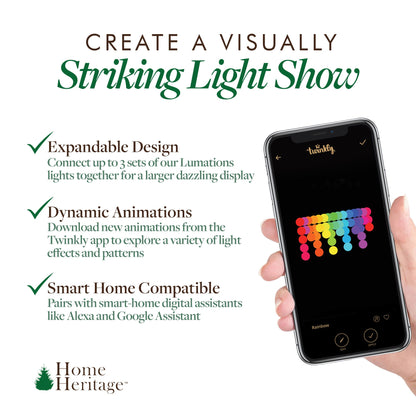 Home Heritage Lumations 7 Ft RGB LED Indoor/Outdoor String Lights, 50 Count