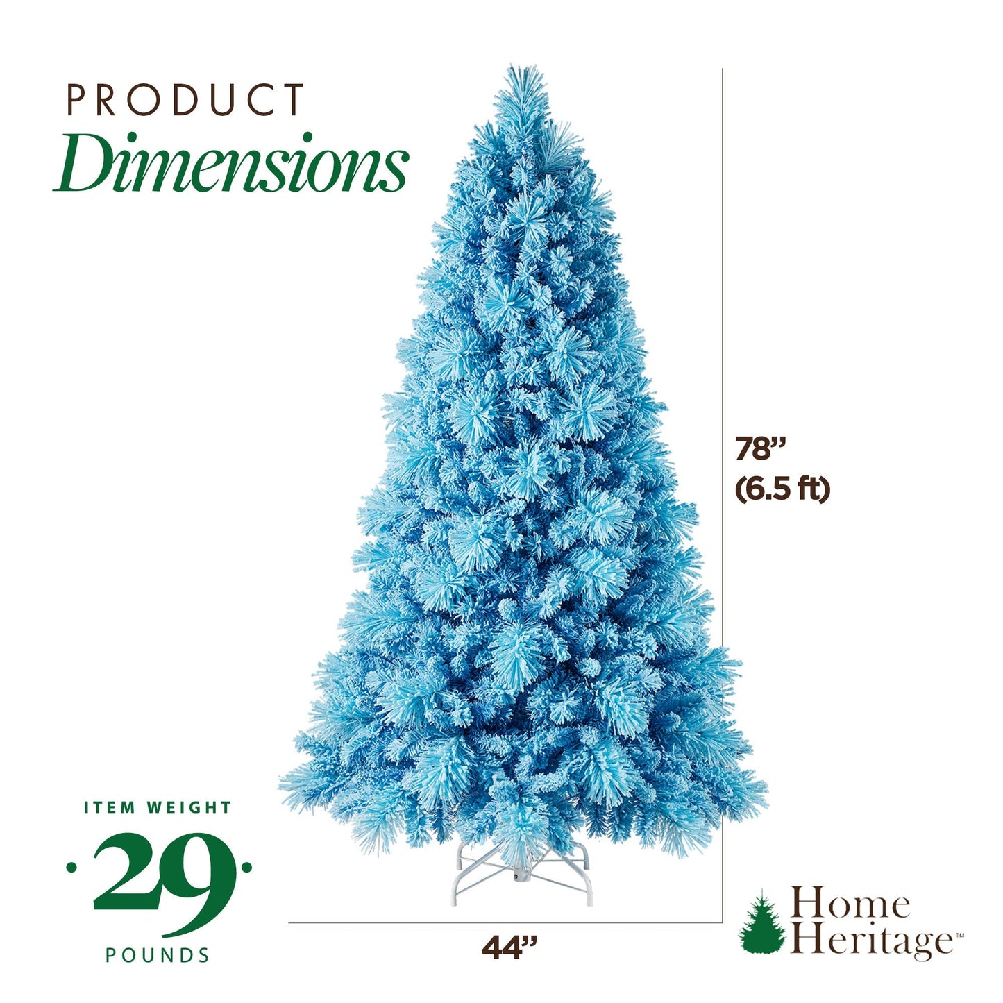 Home Heritage Snowdrift 6.5 Ft Pre-Lit Artificial Christmas Holiday Tree, Blue