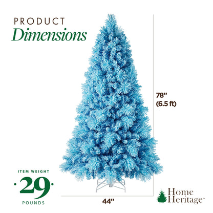 Home Heritage Snowdrift 6.5 Ft Pre-Lit Artificial Christmas Holiday Tree, Blue