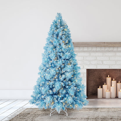 Home Heritage Snowdrift 6.5 Ft Pre-Lit Artificial Christmas Holiday Tree, Blue