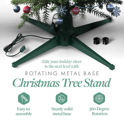 Home Heritage Metal Rotating Christmas Tree Stand for Holiday Trees Up to 7.5 ft