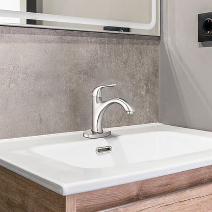 HomePointe Single Lever Bathroom Faucet with Plastic Pop-Up, Brushed Nickel