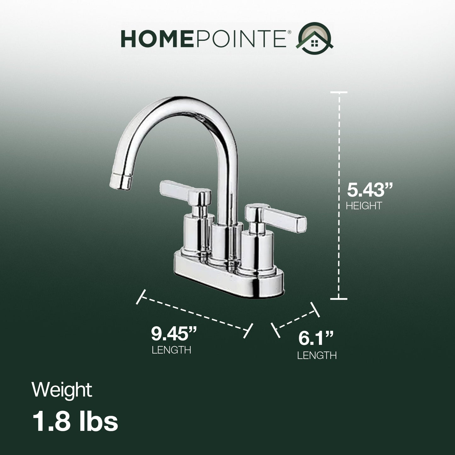 HomePointe Mid Arch Double Handle Lavatory Faucet with Pop Up, Chrome Finish