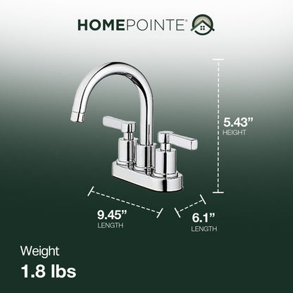 HomePointe Mid Arch Double Handle Lavatory Faucet with Pop Up, Chrome Finish