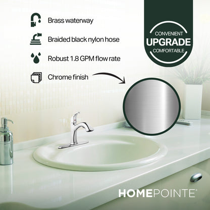 HomePointe Single Loop Handle Kitchen Faucet With Pull Out Spray, Chrome Finish
