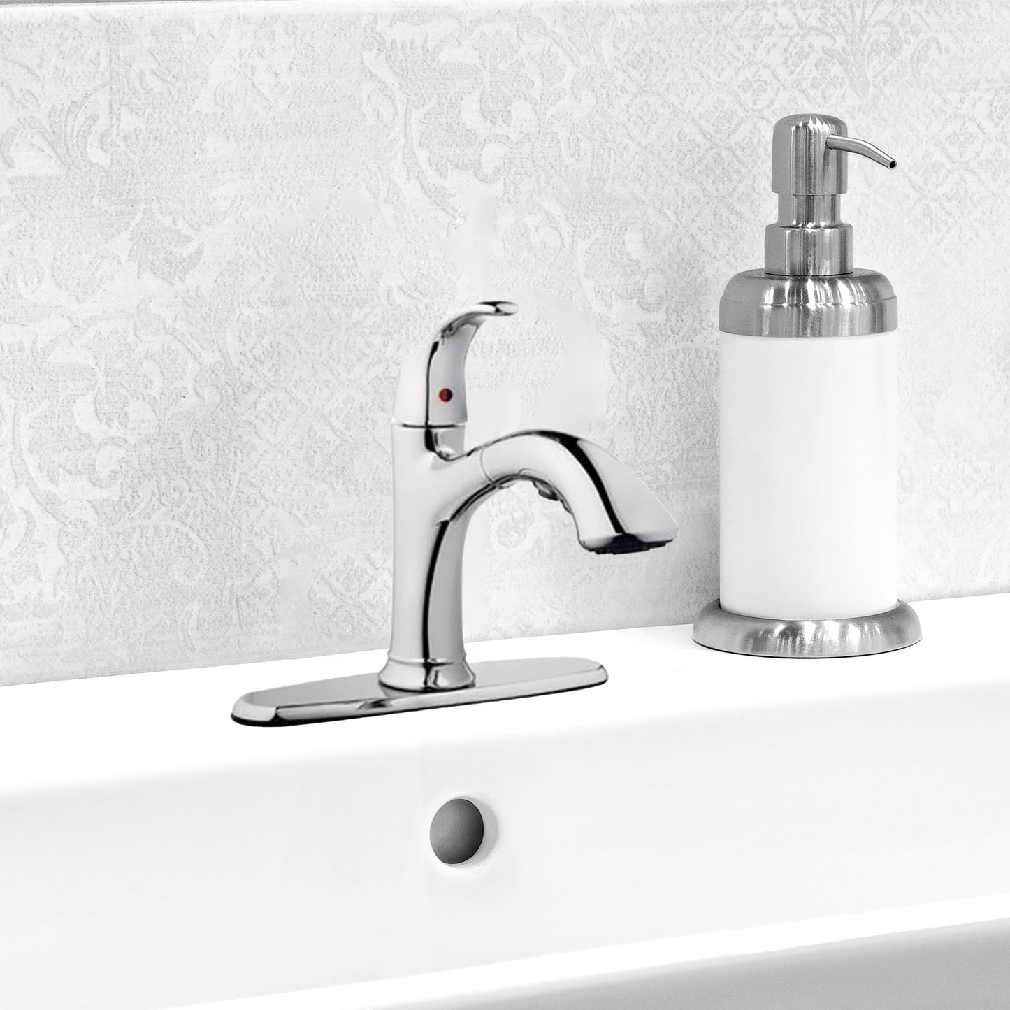 HomePointe Single Loop Handle Kitchen Faucet With Pull Out Spray, Chrome Finish