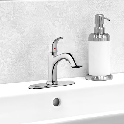 HomePointe Single Loop Handle Kitchen Faucet With Pull Out Spray, Chrome Finish