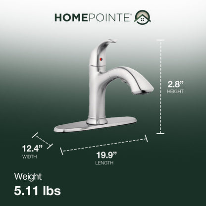 HomePointe Single Loop Handle Kitchen Faucet With Pull-Out Spray, Brushed Nickel