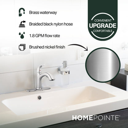 HomePointe Single Loop Handle Kitchen Faucet With Pull-Out Spray, Brushed Nickel
