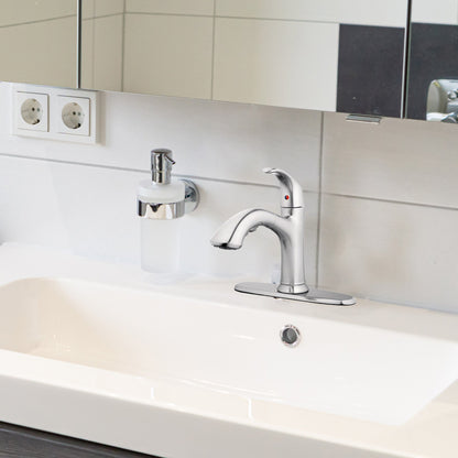 HomePointe Single Loop Handle Kitchen Faucet With Pull-Out Spray, Brushed Nickel