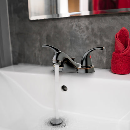 HomePointe Center Set Lavatory Faucet with 2 Zinc Lever Handles, Brushed Bronze