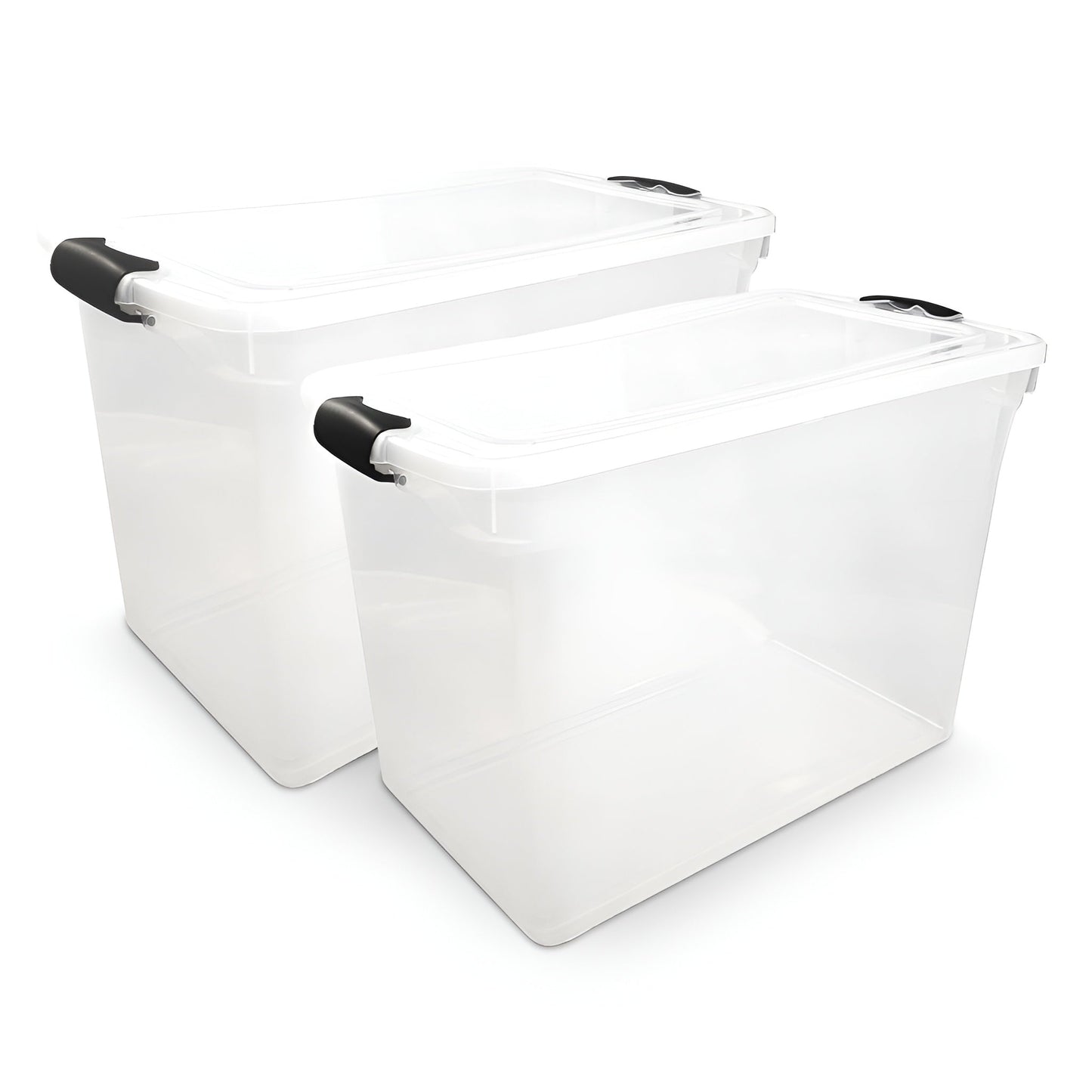 HOMZ 112 Quart Latching Plastic Storage Container, Extra Large, Clear (2 Pack)