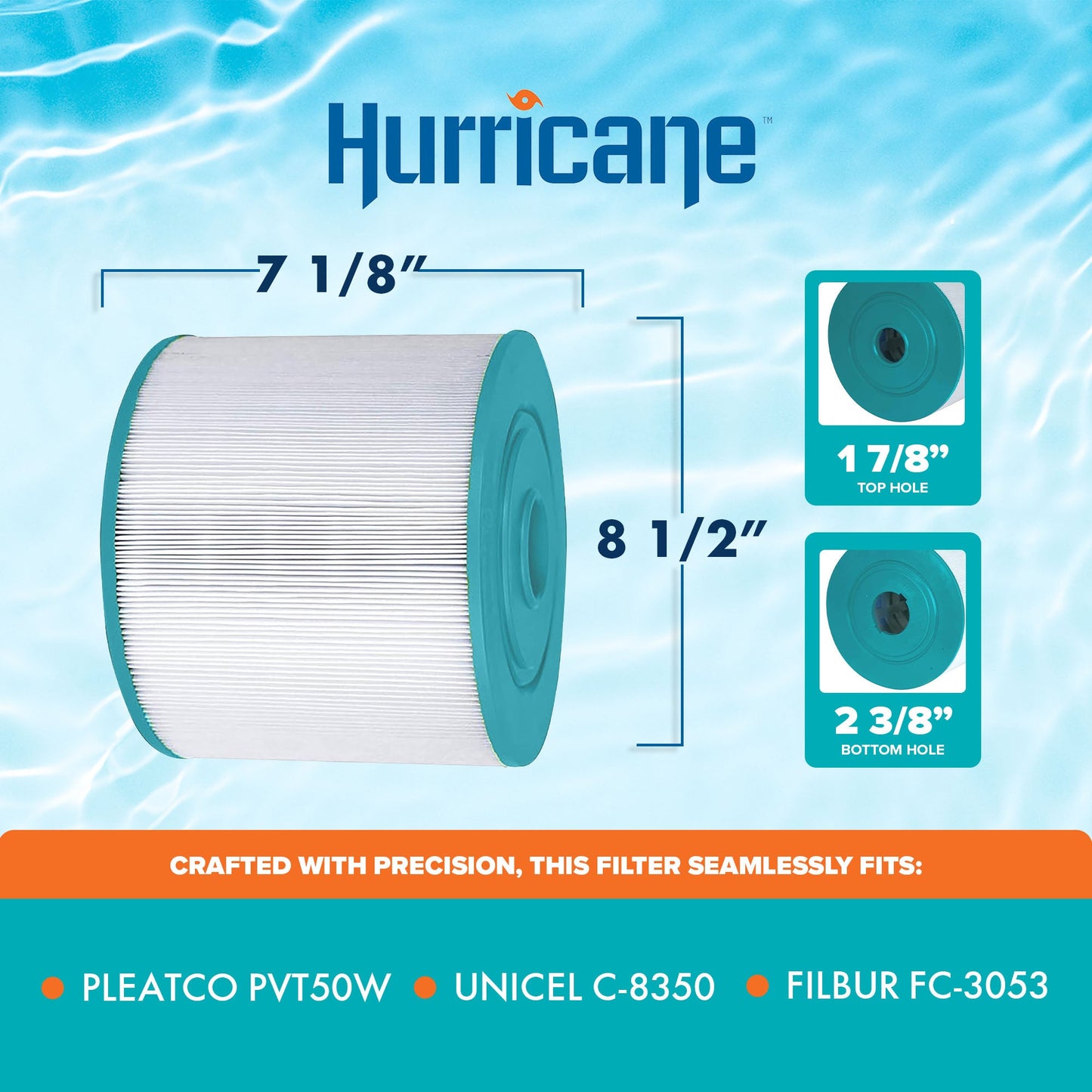 Hurricane Replacement Spa Filter Cartridge for PVT50W & Unicel C-8350, 3 Pack