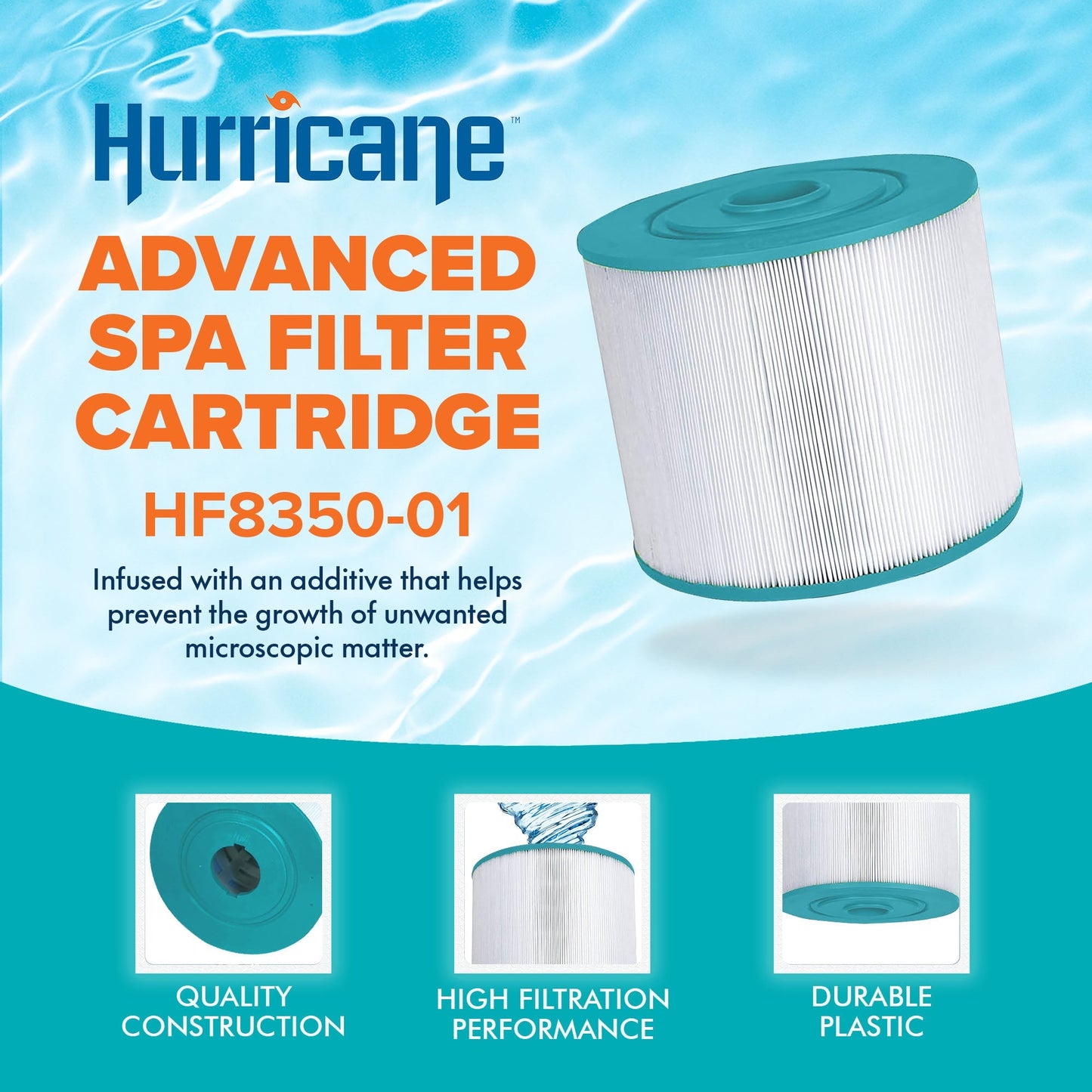Hurricane Replacement Spa Filter Cartridge for PVT50W & Unicel C-8350, 2 Pack