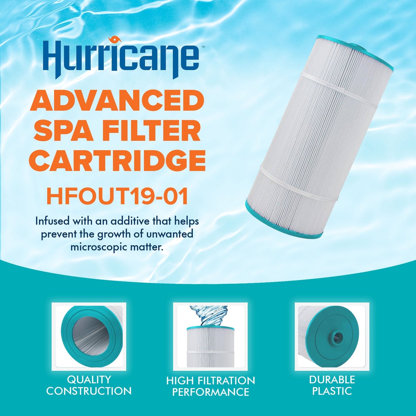 Hurricane 2 Pack HF-OUT19-01 Advanced Spa Cartridge Outer Filter Replacement