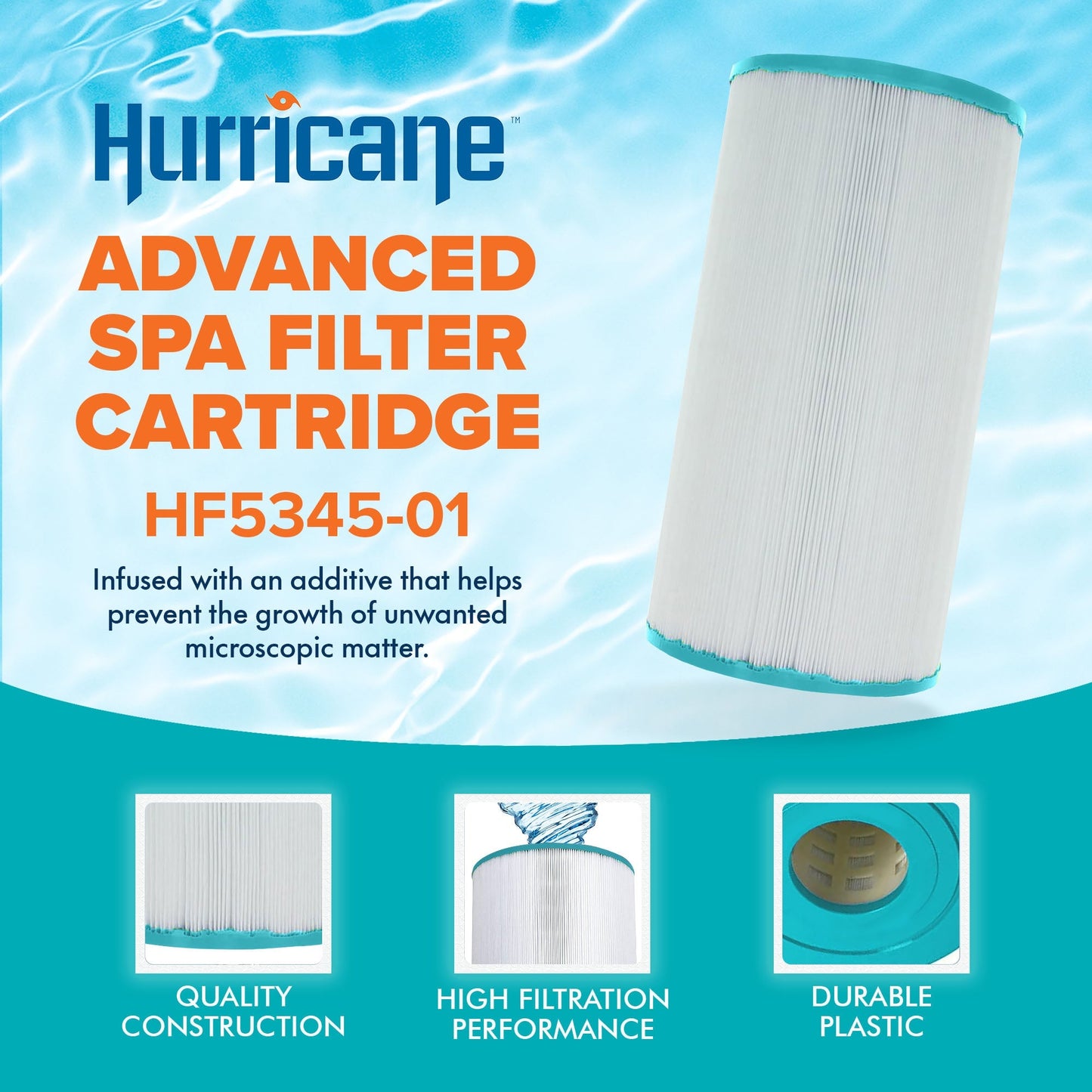 Hurricane 2 Pack HF5345-01 Advanced Pool and Spa Filter Cartridge Replacement