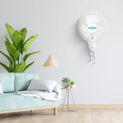 Hurricane Supreme 16 Inch 90 Degree Oscillating 3 Speed Wall Fan, White (2 Pack)