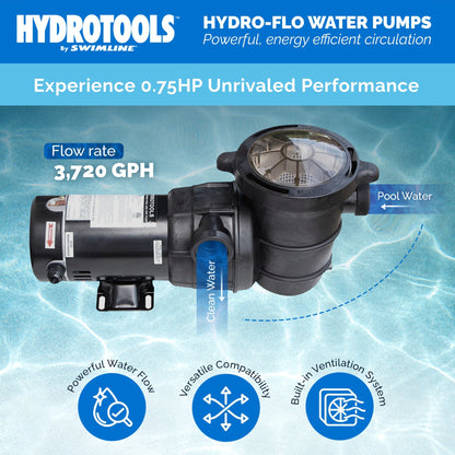 Swimline HydroTools Hydro Flo 0.75HP 3720 GPH 3450 RPM Horizontal Discharge Pump