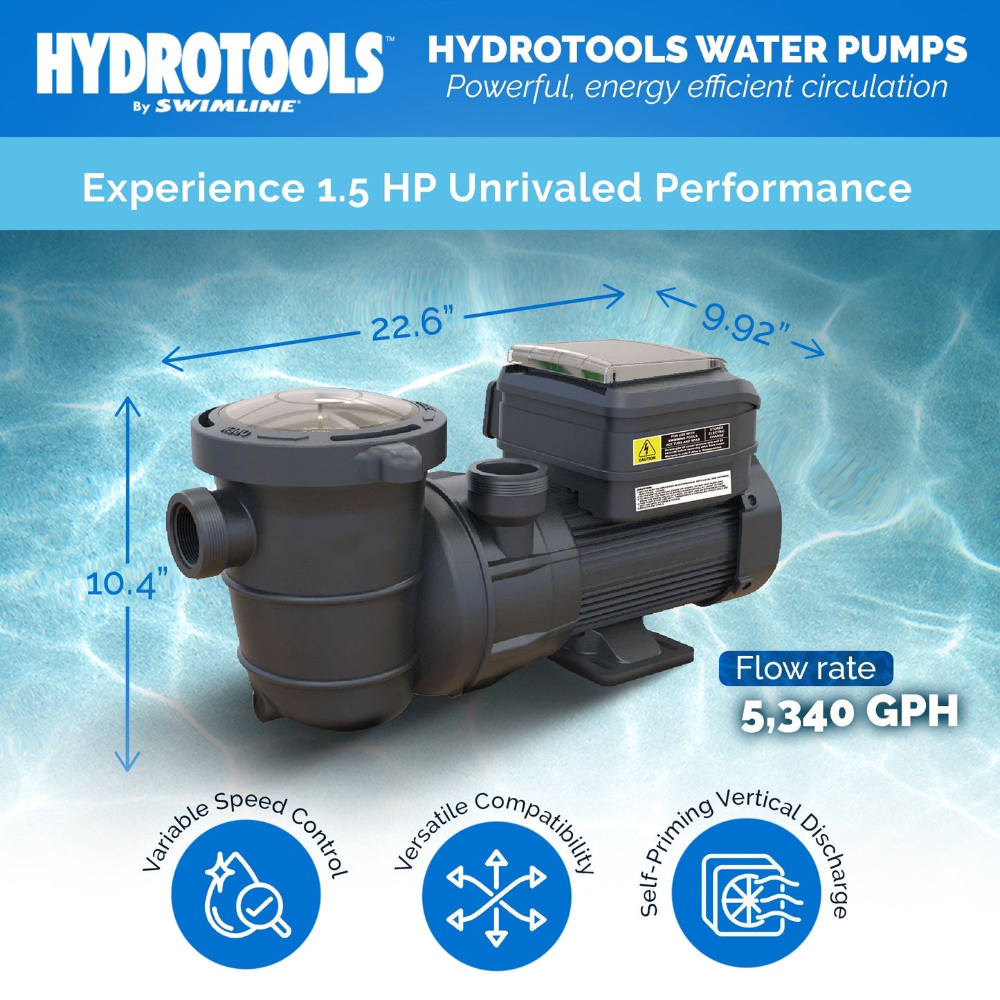 Swimline Hydrotools Variable Speed Above-Ground Swimming Pool Pump, 115/230V