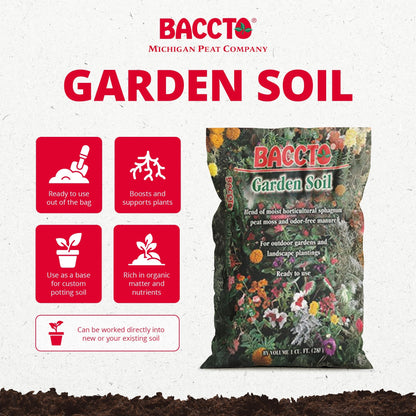 Michigan Peat Company BACCTO Garden Soil for Plants and Vegetables, 1 Cubic Foot