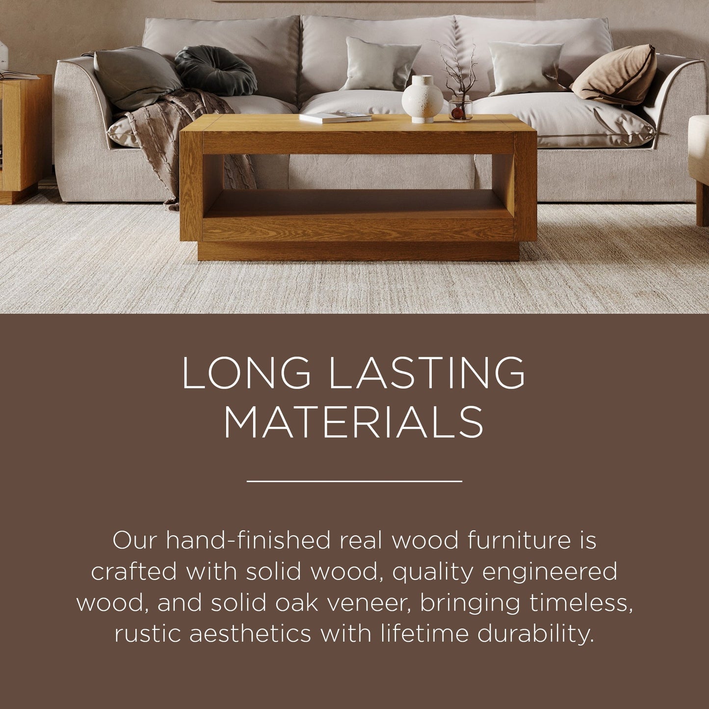 Maven Lane Artemis Contemporary Wooden Coffee Table in Refined Natural Finish